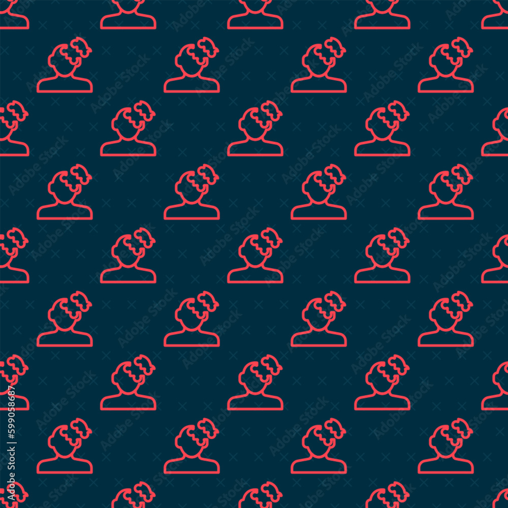 Poster red line solution to the problem in psychology icon isolated seamless pattern on black background. p