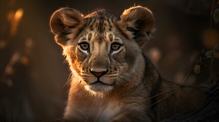 Obraz na płótnie Canvas lion cub in the wild