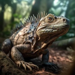 Obraz premium Iguana in natural habitat (generative AI)