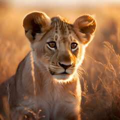 Obraz premium lion cub in the wild