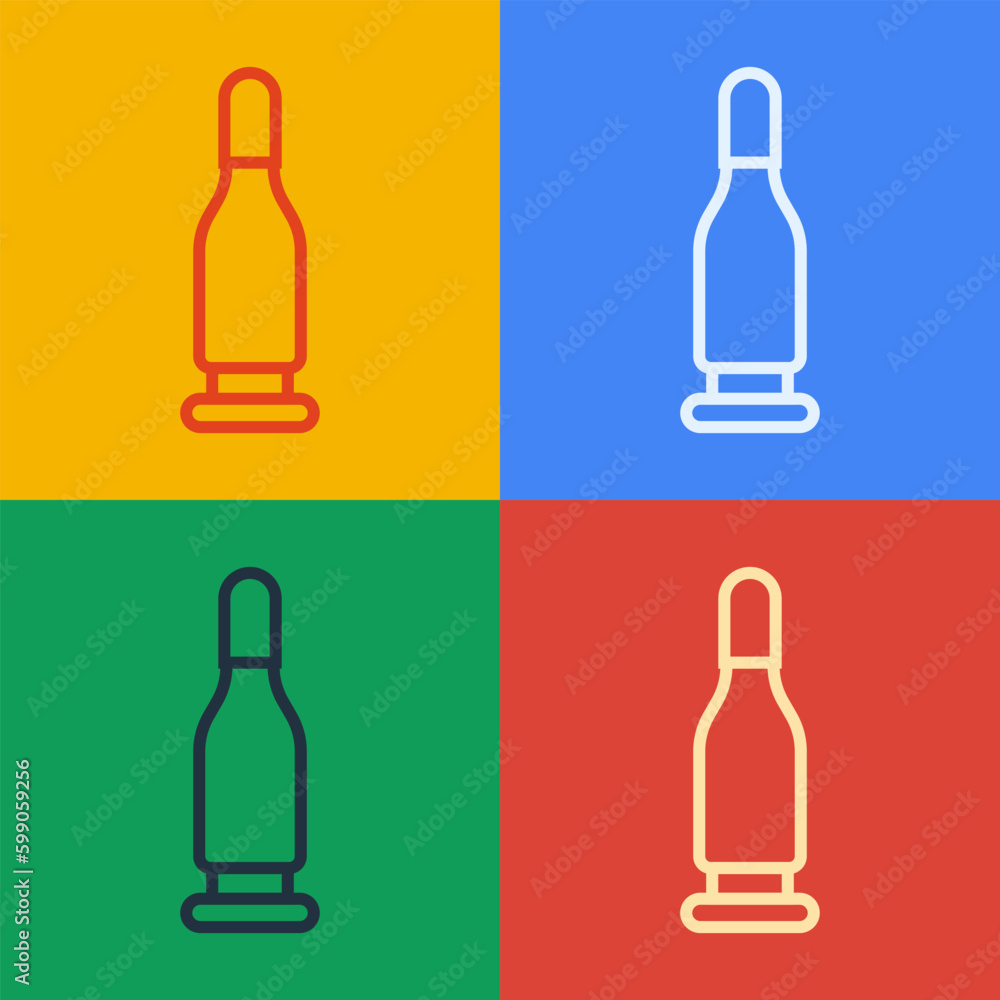 Poster pop art line bullet icon isolated on color background. vector