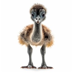 Baby Emu isolated on white (generative AI)