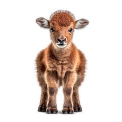 Baby Bison isolated on white (generative AI)