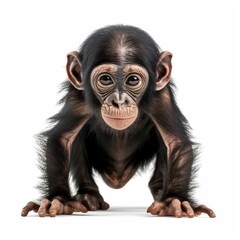 Baby Chimpanzee isolated on white (generative AI)
