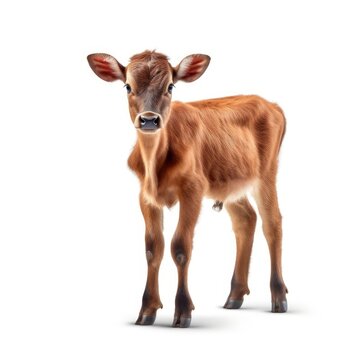 Baby Cow isolated on white (generative AI)