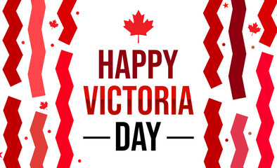 Happy Victoria Day backdrop design with red leaf and colorful lines design in a minimalist concept. Celebrating the day of a queen in Canada, concept design