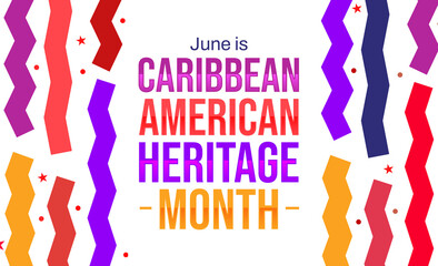 June is Caribbean American Heritage Month wallpaper with colorful shapes and typography design