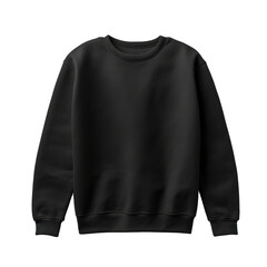 Black sweatshirt mockup viewed from the front, with a white background. Generative AI