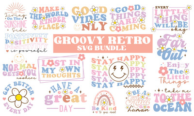 Groovy retro SVG Bundle.