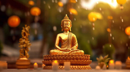 Buddha Purnima background. Illustration AI Generative.