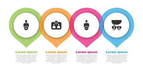 Set Add to friend, Friends forever, Loss of and Necklace with heart shaped. Business infographic template. Vector