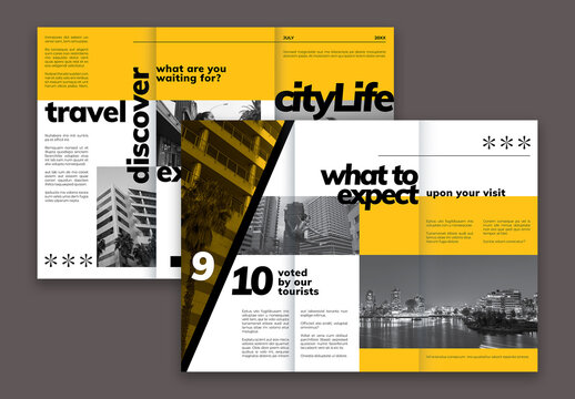 Yellow and Black Bold Travel and Tourism Brochure