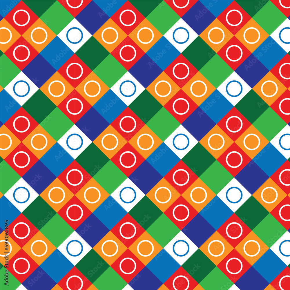 Aufkleber abstract seamless coloring circle dot pattern on geometric square background.