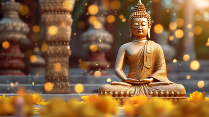 Buddha Purnima background. Illustration AI Generative.
