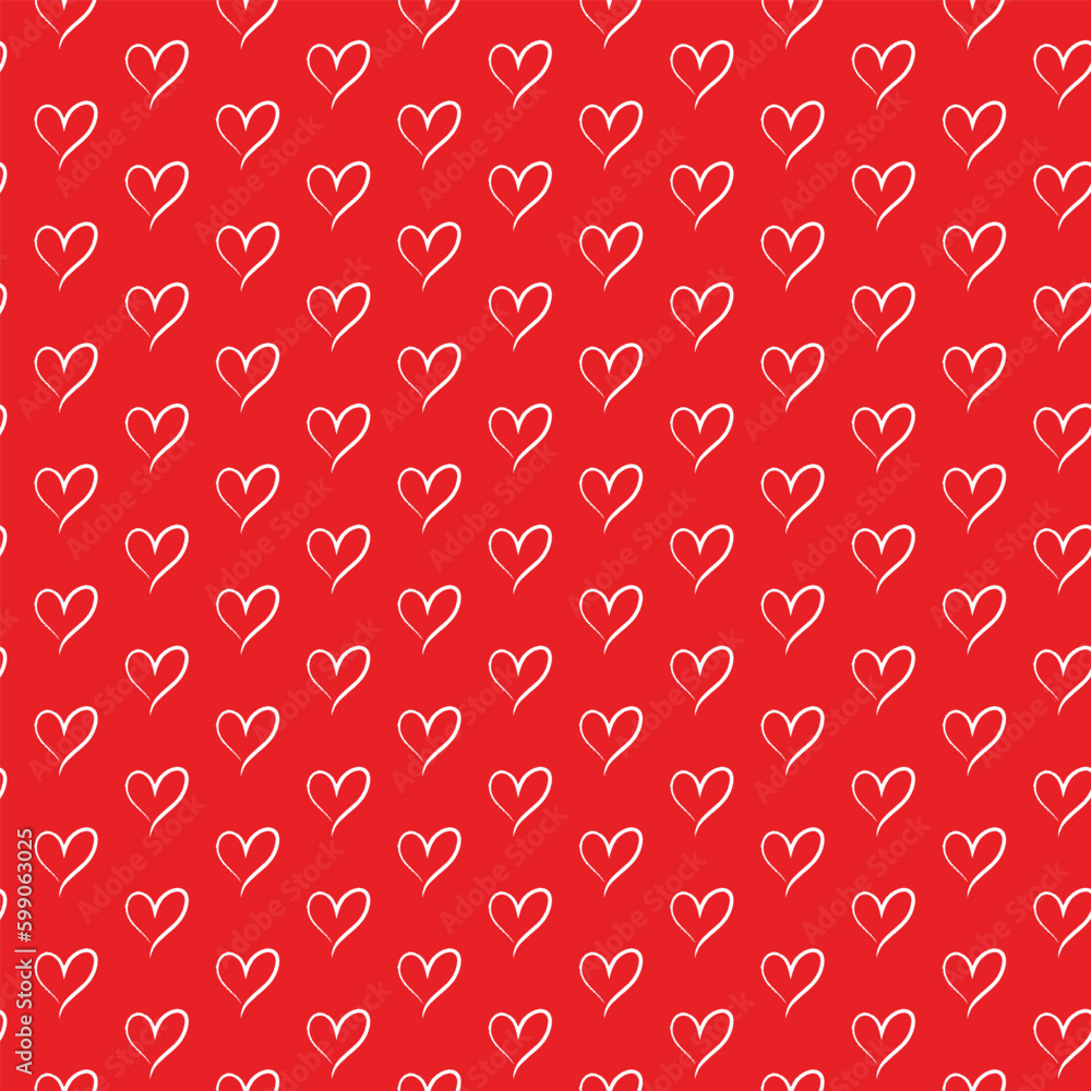 Poster abstract white heart on red background pattern.