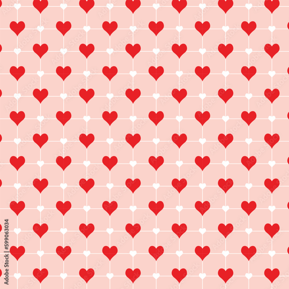 Poster abstract red white heart and line pattern.