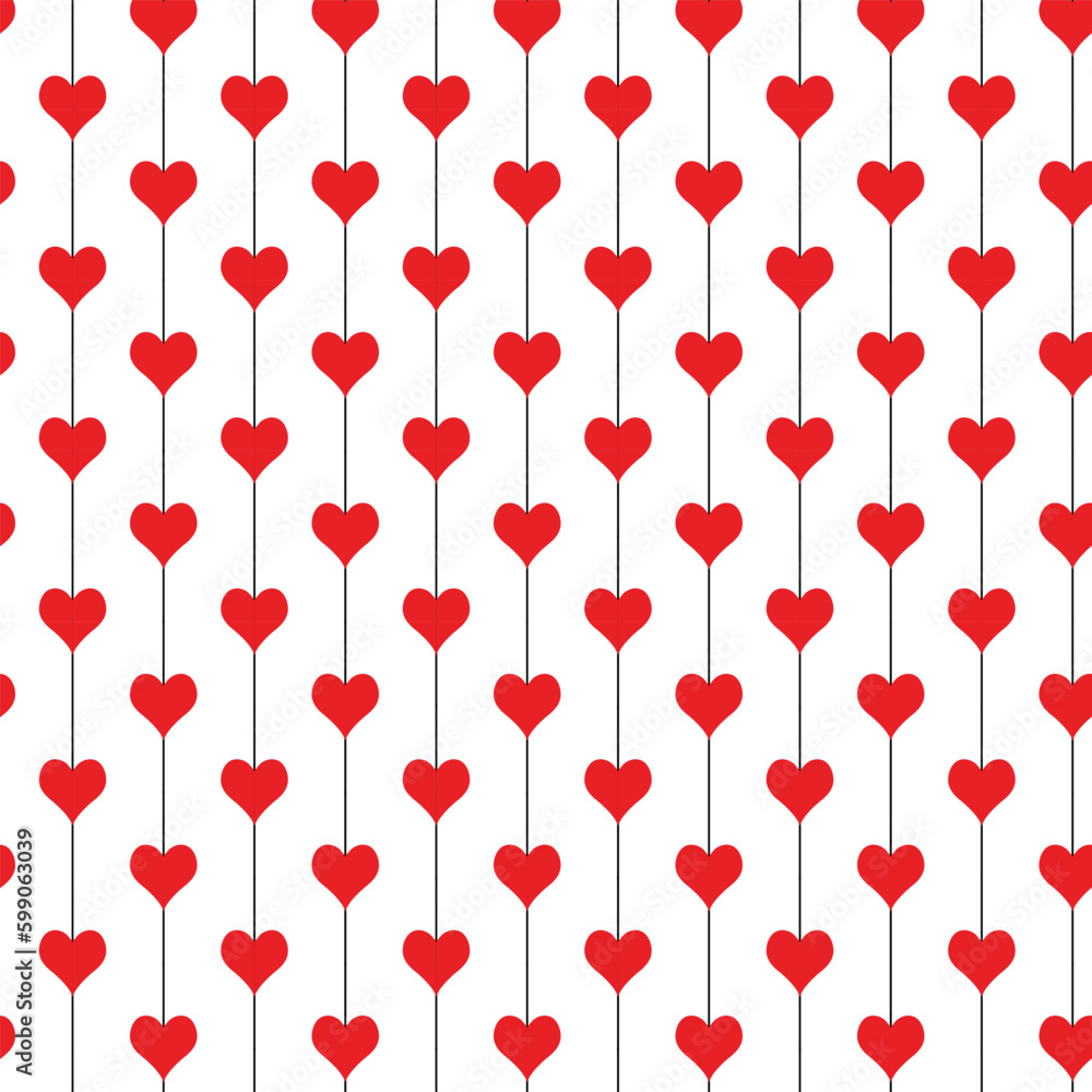 Poster abstract red heart and line pattern art.