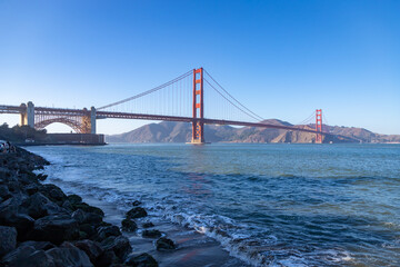Fototapeta na wymiar Golden Gate Bridge and Torpedo Wharf