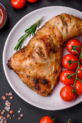 Fresh grilled chicken leg with salt, spices and herbs