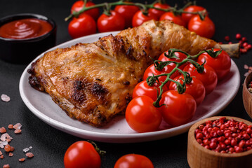 Fresh grilled chicken leg with salt, spices and herbs