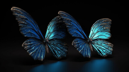 Wings on a black background.generative ai