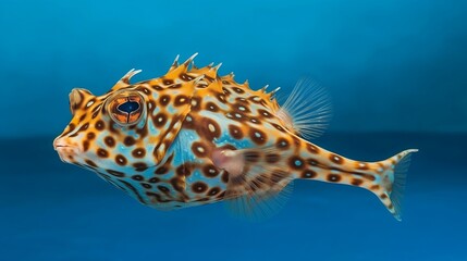 The longhorn cowfish, Lactoria cornuta, is a variety of boxfish from the family Ostraciidae, Generative AI