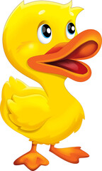 Cartoon happy farm animal happy cheerful duck illustration for kids
