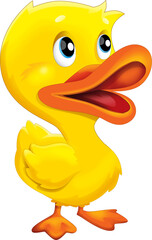 Cartoon happy farm animal happy cheerful duck illustration for kids