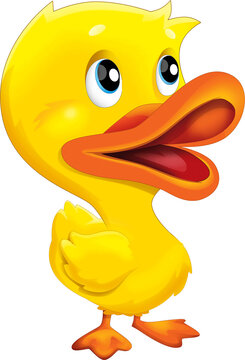 Cartoon happy farm animal happy cheerful duck illustration for kids