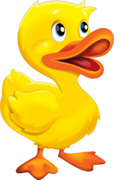 Cartoon happy farm animal happy cheerful duck illustration for kids