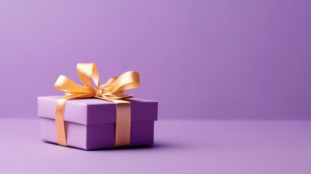 Violet gift box background. Illustration AI Generative.