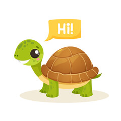 Cartoon turtle character on white background