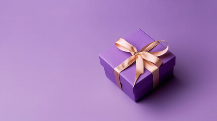 Violet gift box background. Illustration AI Generative.