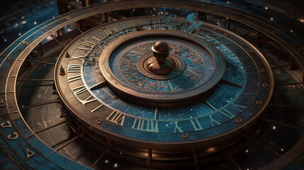 Fototapeta na wymiar Astronomical clock. 3D illustration.generative ai