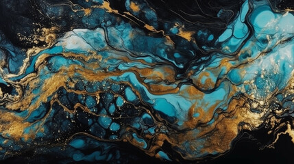 Marble abstract acrylic background. Blue marbling artwork texture.generative ai