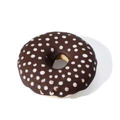 Chocolate donut on white background