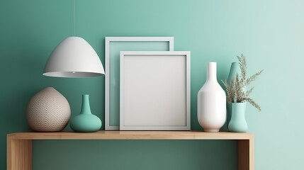 Mock up frame in home interior background, Scandinavian style. Generative Ai