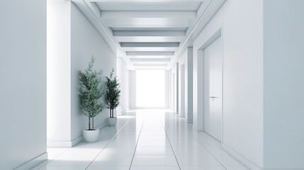 Fototapeta premium Wall mockup in white clear hallway interior, 3d render, Bright color. Generative Ai