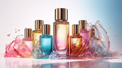 bottles of perfume, mockup, Ai Generated