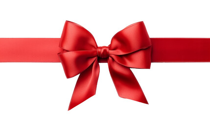 Fototapeta premium Red bow with a long ribbon isolated on a white background. Generative AI