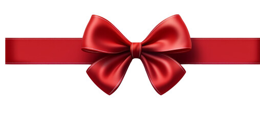 Red bow with a long ribbon isolated on a white background. Generative AI