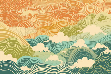 Fototapeta na wymiar Japanese - patterned summer ripple background. AI generative