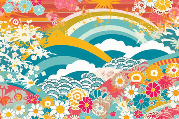Obraz na płótnie Canvas Japanese - patterned summer ripple background. AI generative