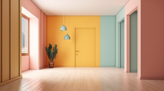 Colerfull interior design gives a pleasant impression. Generative Ai