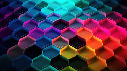 Gradient colorful hexagonal background. Generative Ai