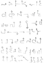 Set of vector hand drawning arrows.directions signs or symbols,arrow,firework,bow,tail, heart, set,line ,love,speech bubble,pointer,Vector hand drawning arrows and direction concept.