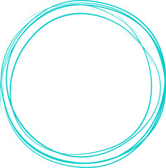 Turquoise circle line hand drawn. Highlight hand drawing circle isolated on background. Round handwritten circle. For marking text, note, mark icon, number, marker pen, pencil and text check, vector