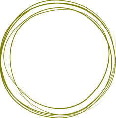 Olive green circle line hand drawn. Highlight hand drawing circle isolated on background. Round handwritten circle. For marking text, note, mark icon, number, marker pen, pencil and text check, vector