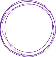 Violet circle line hand drawn. Highlight hand drawing circle isolated on background. Round handwritten circle. For marking text, note, mark icon, number, marker pen, pencil and text check, vector