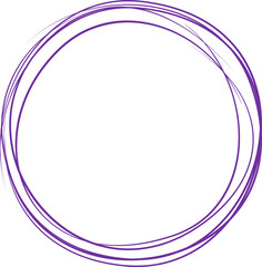Violet circle line hand drawn. Highlight hand drawing circle isolated on background. Round handwritten circle. For marking text, note, mark icon, number, marker pen, pencil and text check, vector